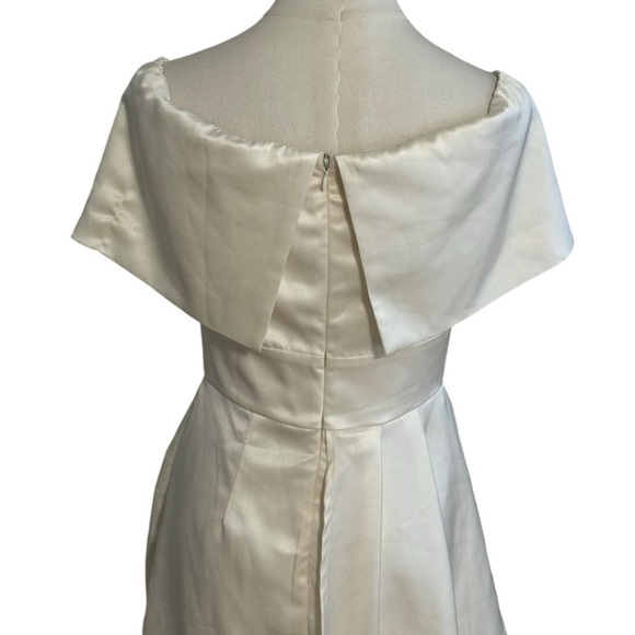LULUS Always Celebrating Ivory Satin Off-the-Shoulder
Mini Dress S Wedding White - Picture 8 of 12